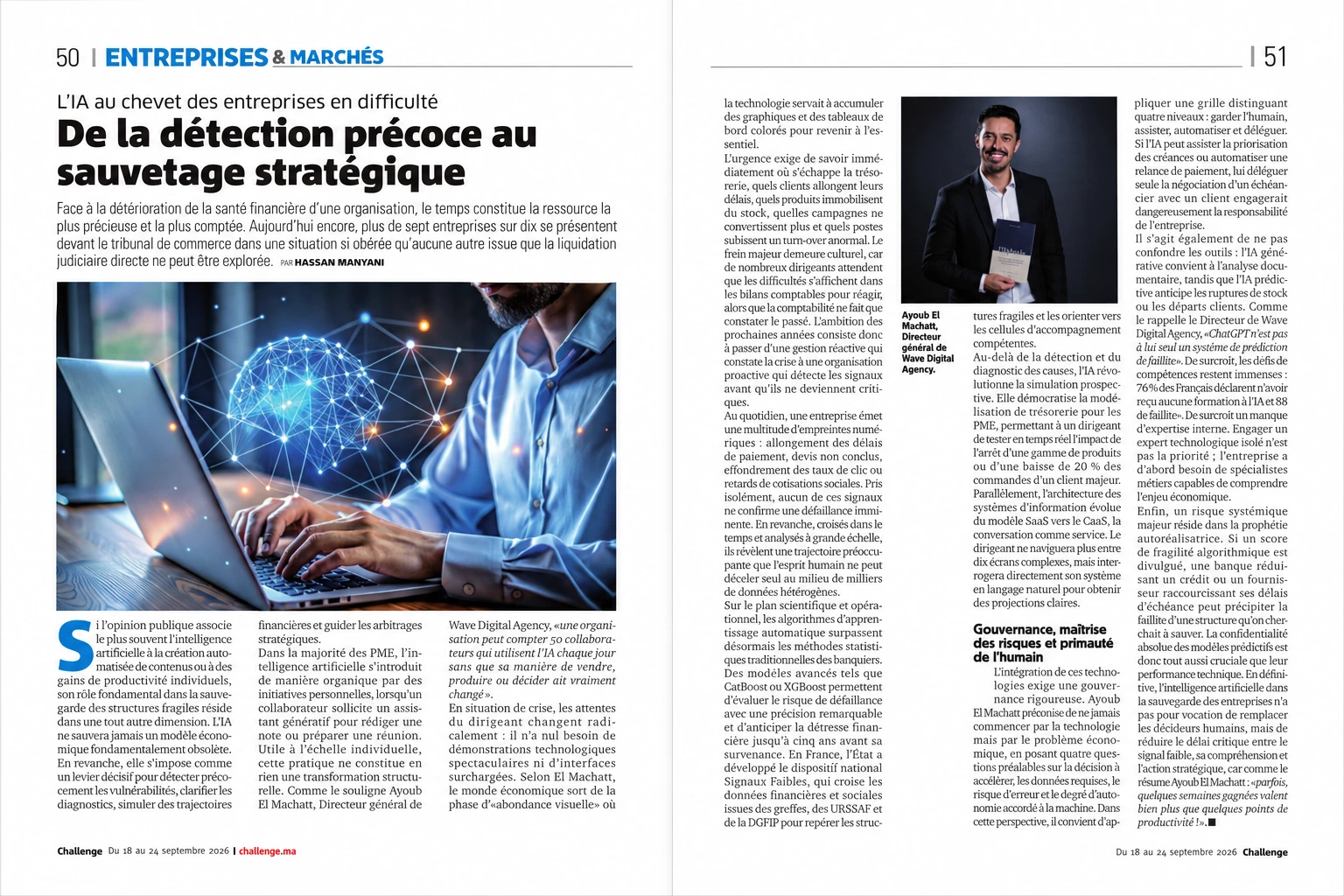 Double page Challenge n°1027, article De la détection précoce au sauvetage stratégique, pages 50 et 51